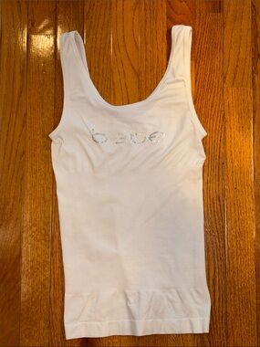 bebe White Logo Tank - Sleeveless Stretch Tank